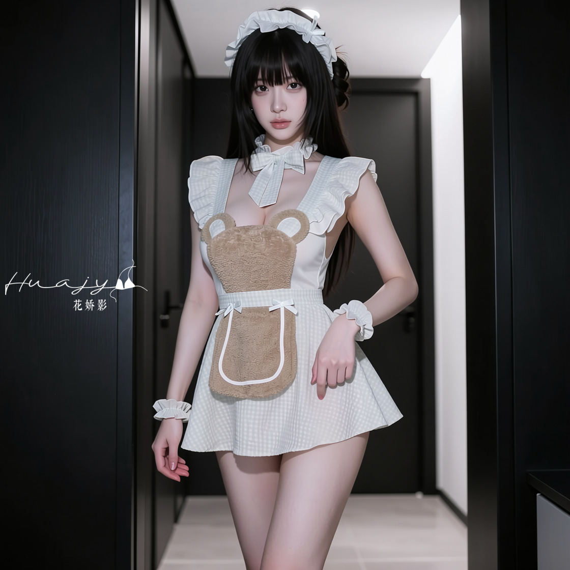 Huajiaoying sweet style maid cos suit ruffled bear apron maid uniform sexy underwear free of charge cute