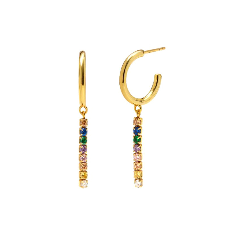 European And American Color Diamond Rainbow Earrings Long Ear Buckle display picture 1