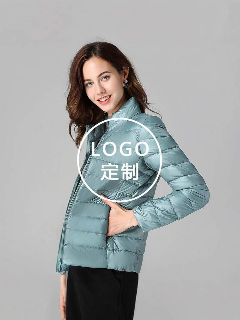 Logo transfronterizo impresión impresa chaqueta de plumón hombre y mujer patrón corto y ligero de ropa de trabajo corporativa ropa de equipo