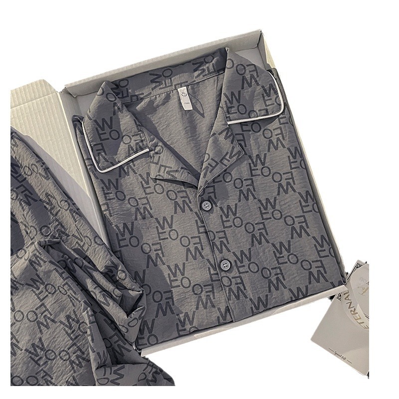 Pijama de hombre primavera y otoño nubes de algodón de manga larga 2024 otoño y invierno nuevo conjunto de ropa de hogar cardigan