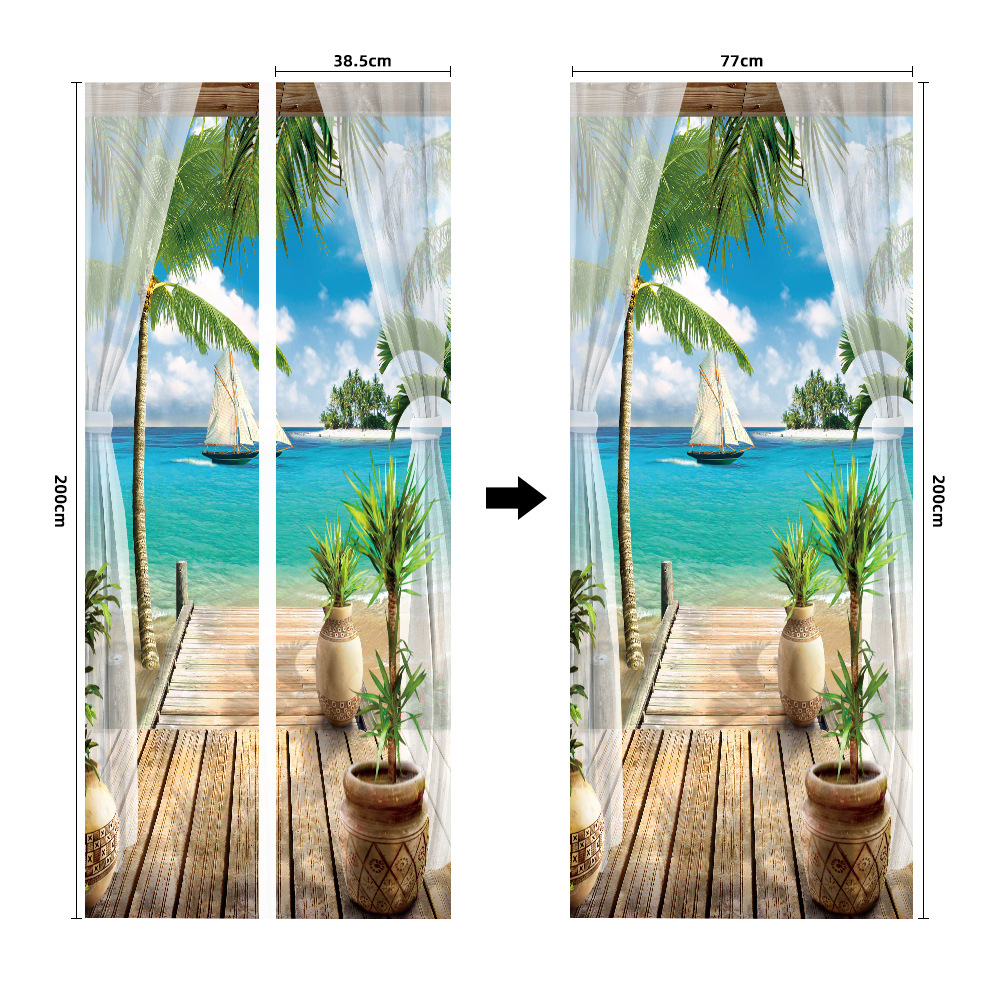 Pegatinas para puertas 3D respetuosas con el medio ambiente, autoadhesivos, fabricantes de origen al por mayor, patrones populares transfronterizos de alta definición, adhesivos para puertas impermeables, a prueba de aceite y antiincrustantes