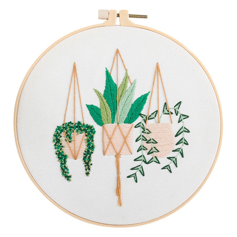 Original manvine verde rábano años colgando cesta planta tela de algodón DIY bordado hecho a mano material paquete transfronterizo inglés al por mayor