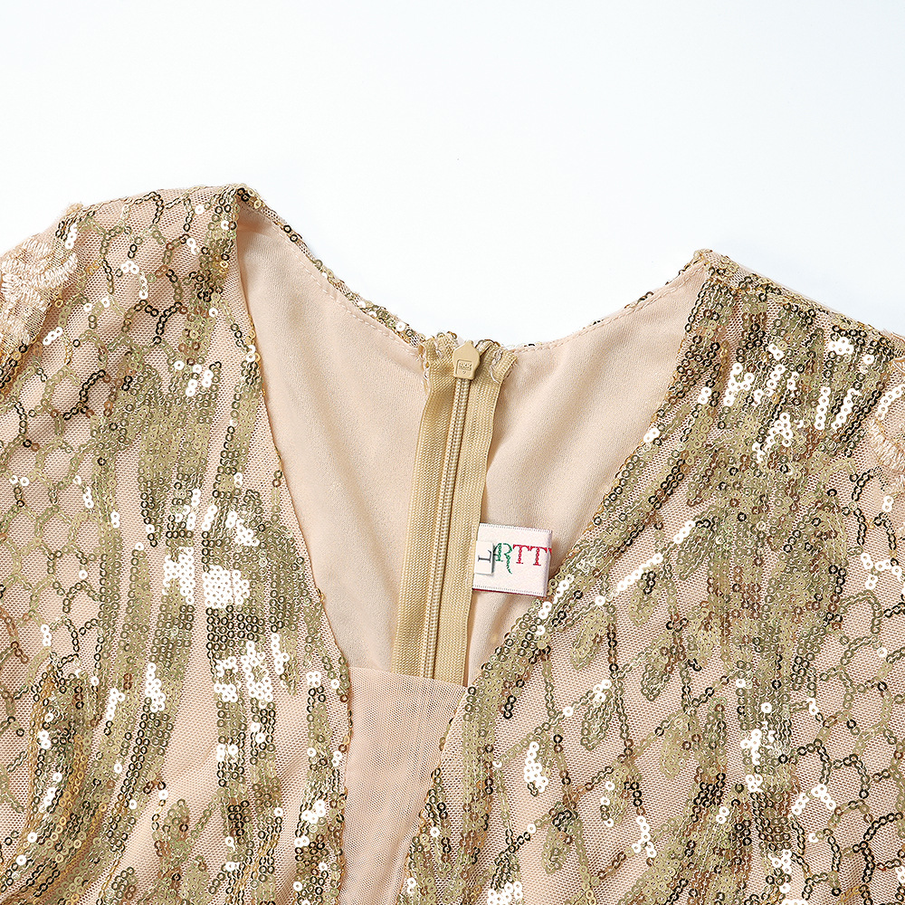 Dames v-hals maxi jurk voor kerstfeest en avondfeest_voghion.com