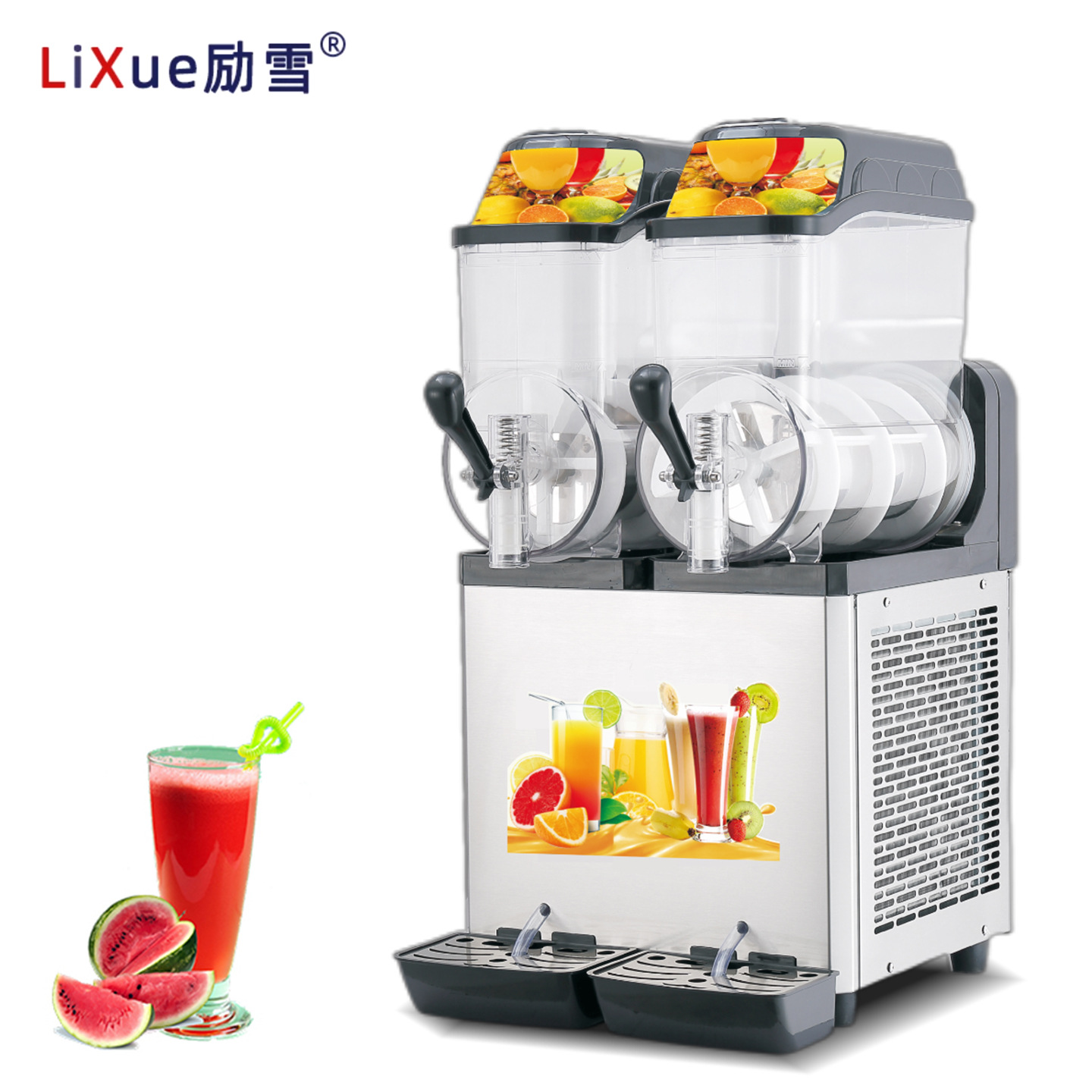 12 litros de dos cilindros de tres cilindros máquina de derretimiento de nieve batido jugo máquina de refrigeración automática máquina de puré de nieve comercial tienda de té de leche cafetería