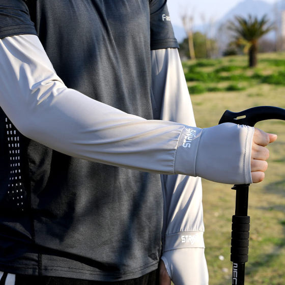 Loose plus size Sun Protection Ice Sleeve Men's Summer Sleeve Hand Sleeve Ice Silk Arm Armguard Arm Thin Gloves Driving Sleeve Breathable