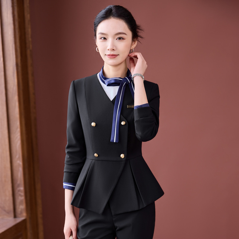 职业套装女长袖时尚气质女神范美容师酒店前台接待金店售楼部工装|undefined