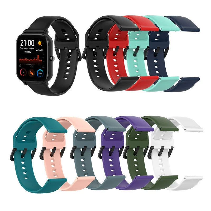 Силиконовый пряжечный ремешок (Amazfit) для GTS2 и BIP U, множество цветов, сменный браслет