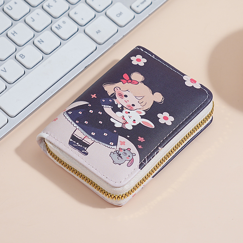 Bolsa de tarjetas de órgano de dibujos animados nueva dama hermosa bolsa de cambio corta japonesa de gran capacidad multi-tarjeta bolsa de tarjetas de tarjetas