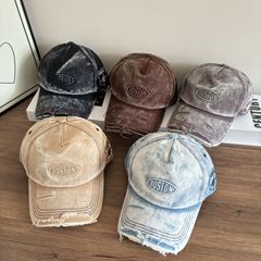 韓国のトレンディなブランドのレターリップドデニムベースボールキャップ、ユニセックス、ファッショナブルで多用途なピークキャップ、小顔効果