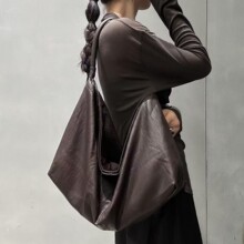 大容量慵懒极简风托特包包女时尚百搭通勤包油蜡皮单肩斜挎包大包