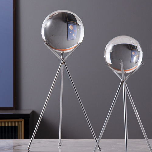 Creative and simple crystal ball ornaments metal bracket base desktop decoration home office decoration iron art