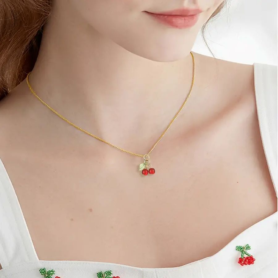 1 Piece 15*10mm Glass Cherry Pendant Vintage Jewelry Watch display picture 3