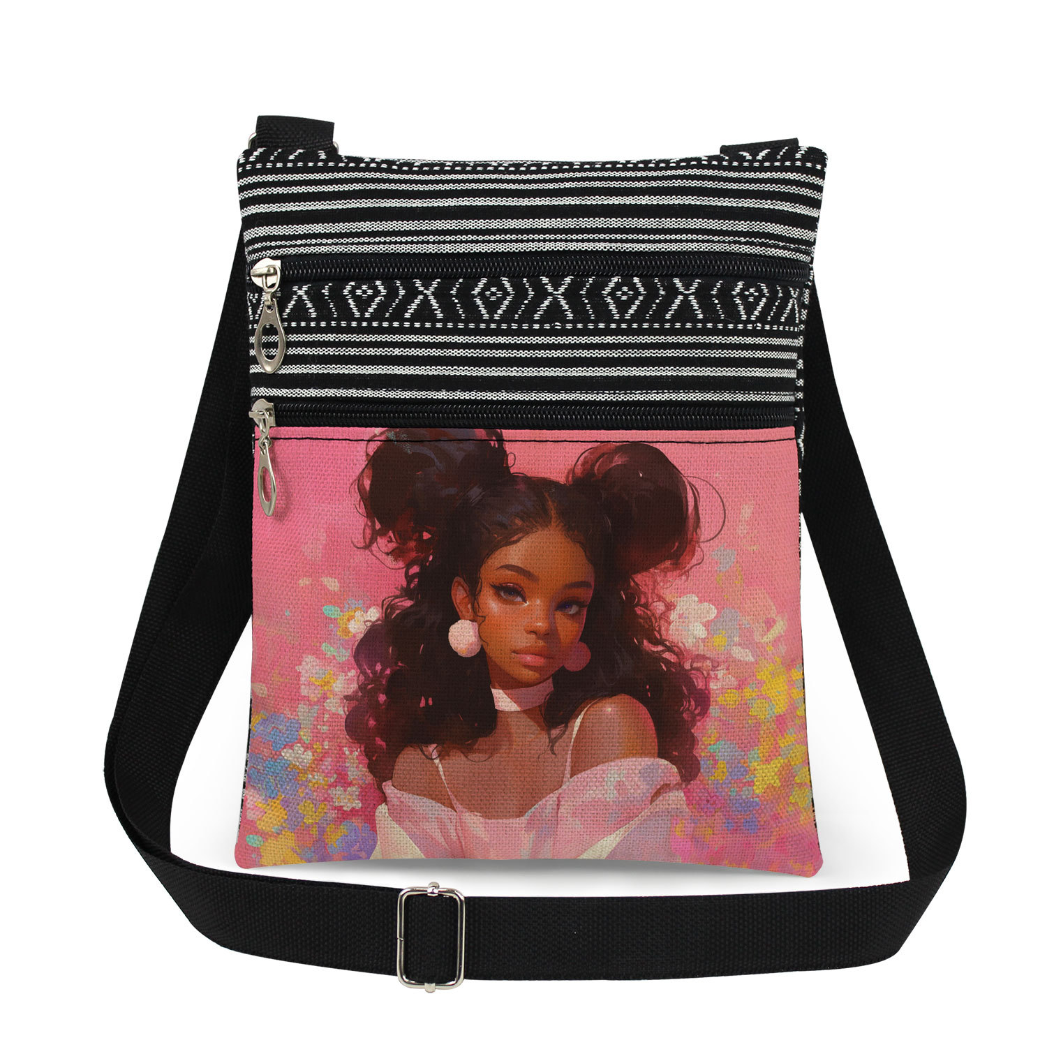 Women's Canvas Human Flower Streetwear Square Zipper Messenger Bag display picture 10