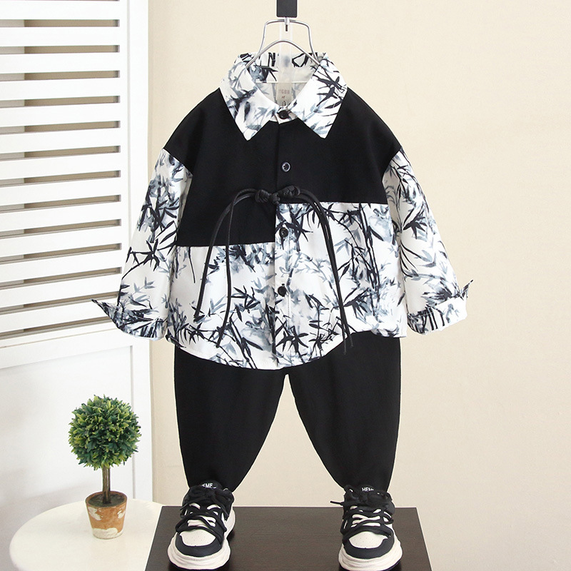 6056 Hanfu Boys Otoño Estilo chino 2024 Nuevos niños Primavera y otoño Nuevo traje chino Tang Traje de otoño para bebés Traje antiguo