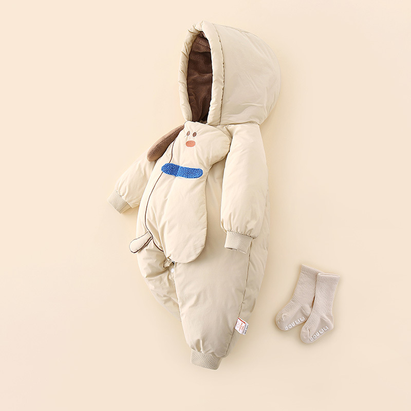 다운 재킷 겨울 점프 수트 새로운 90 흰 오리 01 세 작은 달 된 외출 세트