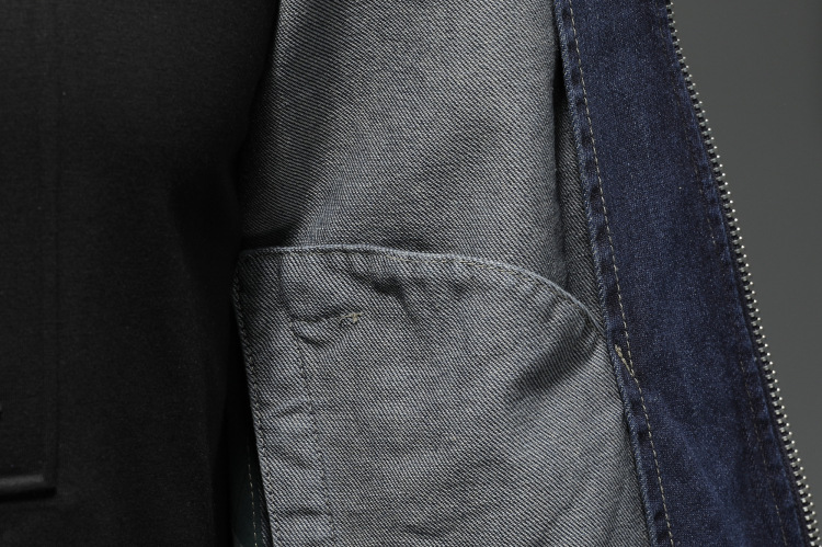 Men's Retro Stand Collar Denim Jacket Trendy Spring Autumn Coat_voghion.com