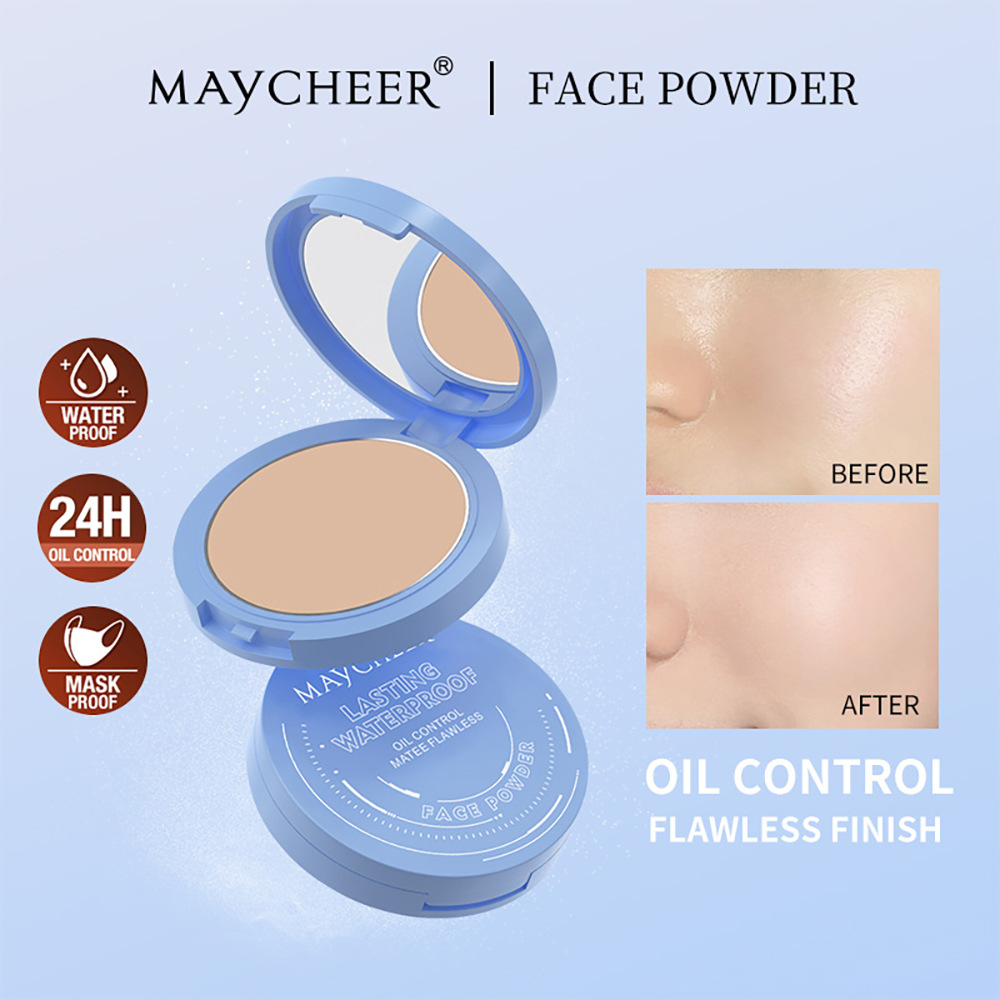 Exclusivo transfronterizo MAYCHEER polvo de brillo suave a prueba de agua, control de aceite, maquillaje fijo, opacificador en polvo