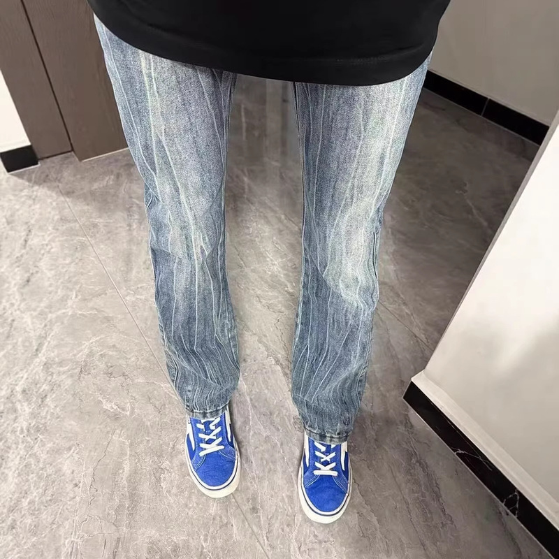 2026 New American-Style Lightning Crack Pattern Jeans for Men, High Street Washed Vintage Straight-Leg Flared Casual Pants 2026 New American-Style Lightning Crack Pattern Jeans for Men, High Street Washed Vintage Straight-Leg Flared Casual Pants