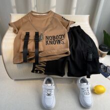 男童炸街韩版套装夏季2025新款痞帅儿童潮酷短袖宝宝时髦夏装衣服