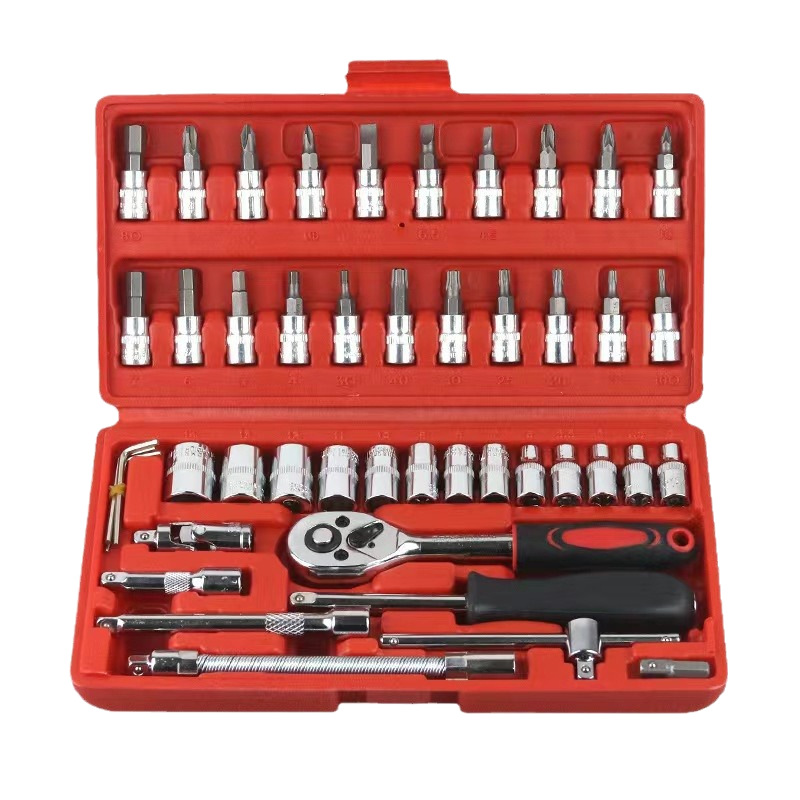 Juego de herramientas combinadas de 47 piezas con llave de trinquete para reparación automotriz, kit de reparación automotriz pequeño y grande, juego de herramientas para reparación de automóviles.