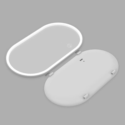 Car-mounted makeup mirror with lights, Sun visor rearview mirror - default-item-light-gray