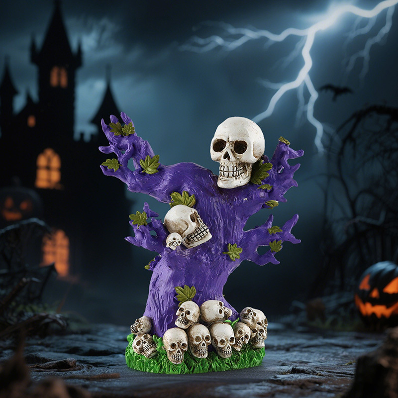  New Halloween Horror Funny Skull Tree Ornaments Desktop Atmosphere Decoration Resin Gift Ornaments