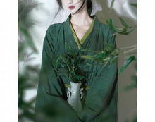 綠色漢服女夏季中國風直裾古裝魏晉古風改良春秋款廣袖流仙裙飄逸