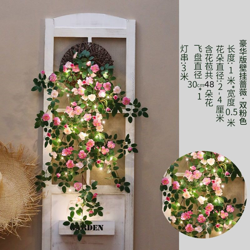 Rosa decoración verde colgante de pared colgante de pared de balcón decoración de pared tridimensional creativa