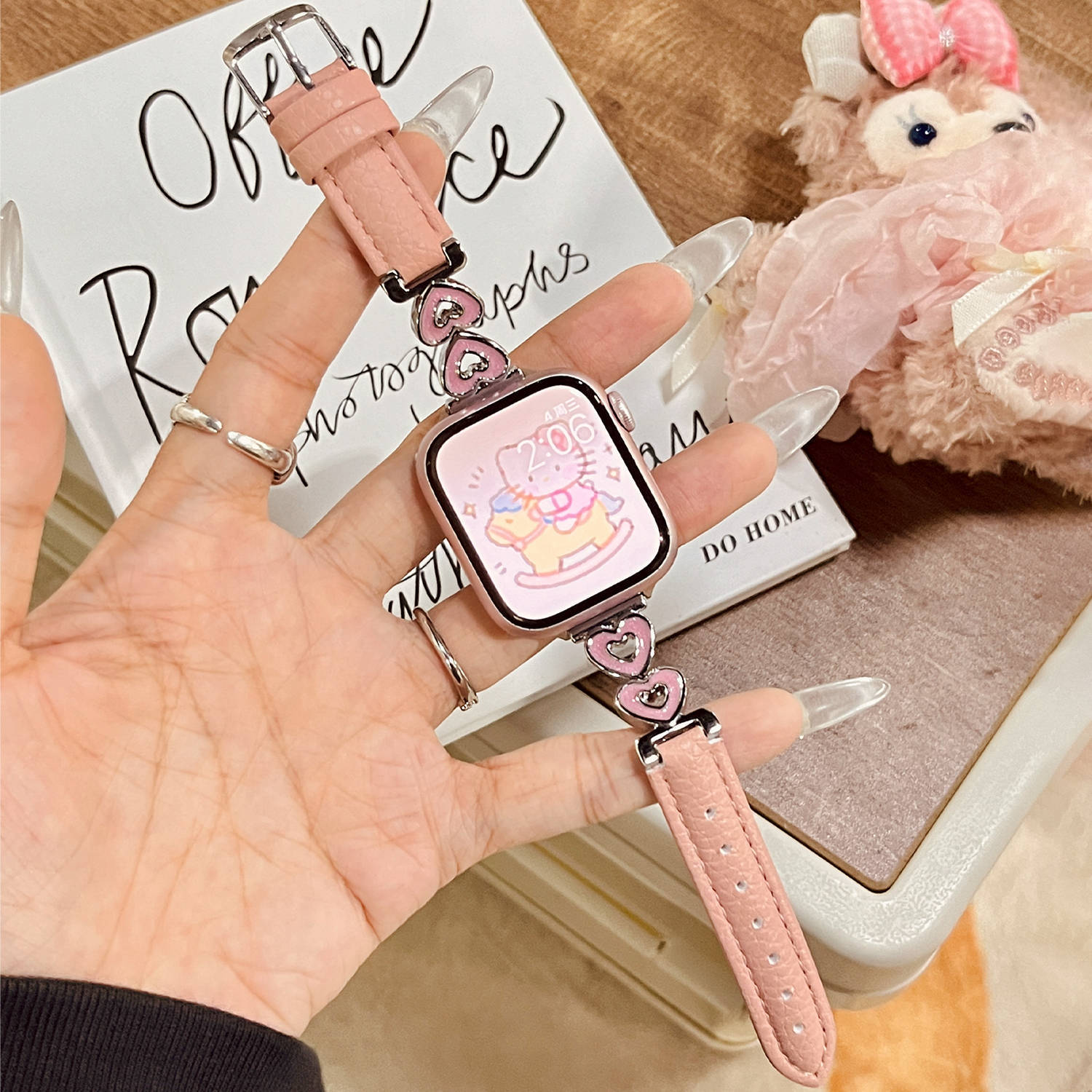 iWatch10 Watch Strap Women's Apple Watch Strap Love Litchi Pattern applewatchs9 Autumn and Winter S8