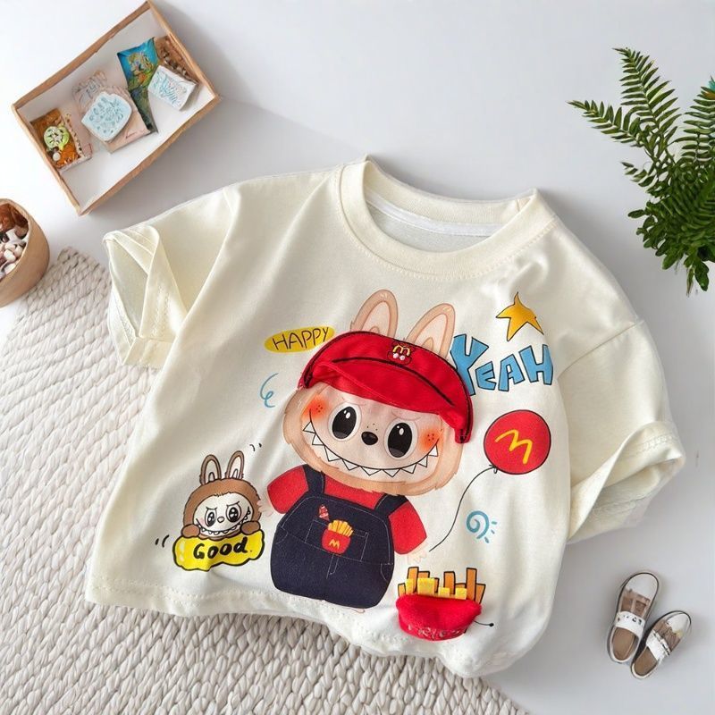 【かわいい立体ラウブ】子供の夏の新しい漫画立体半袖ベビーカジュアルTシャツ洋風人形|undefined