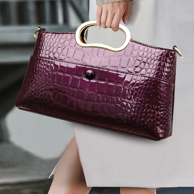 Cross-Border Foreign Trade Light Luxury High-End Crocodile Leather Women's Bag 2025 New Model Simple Shoulder Crossbody Bag Clip-On Handbag