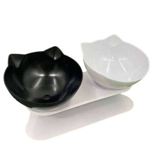 Cross-border new 15-degree tilted elevated cat bowl and dog bowl pet double bowl cervical vertebra protection cat food utensils pet supplies