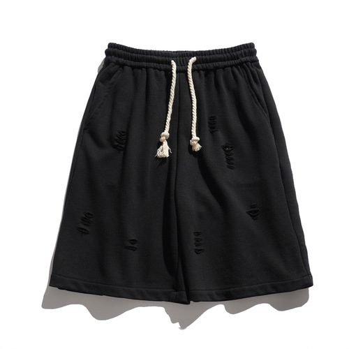 Summer Ripped Casual Shorts for Men, American Streetwear Trend Brand Loose Sports Pants, Fashionable and Versatile Basketball Five-Pocket Pants