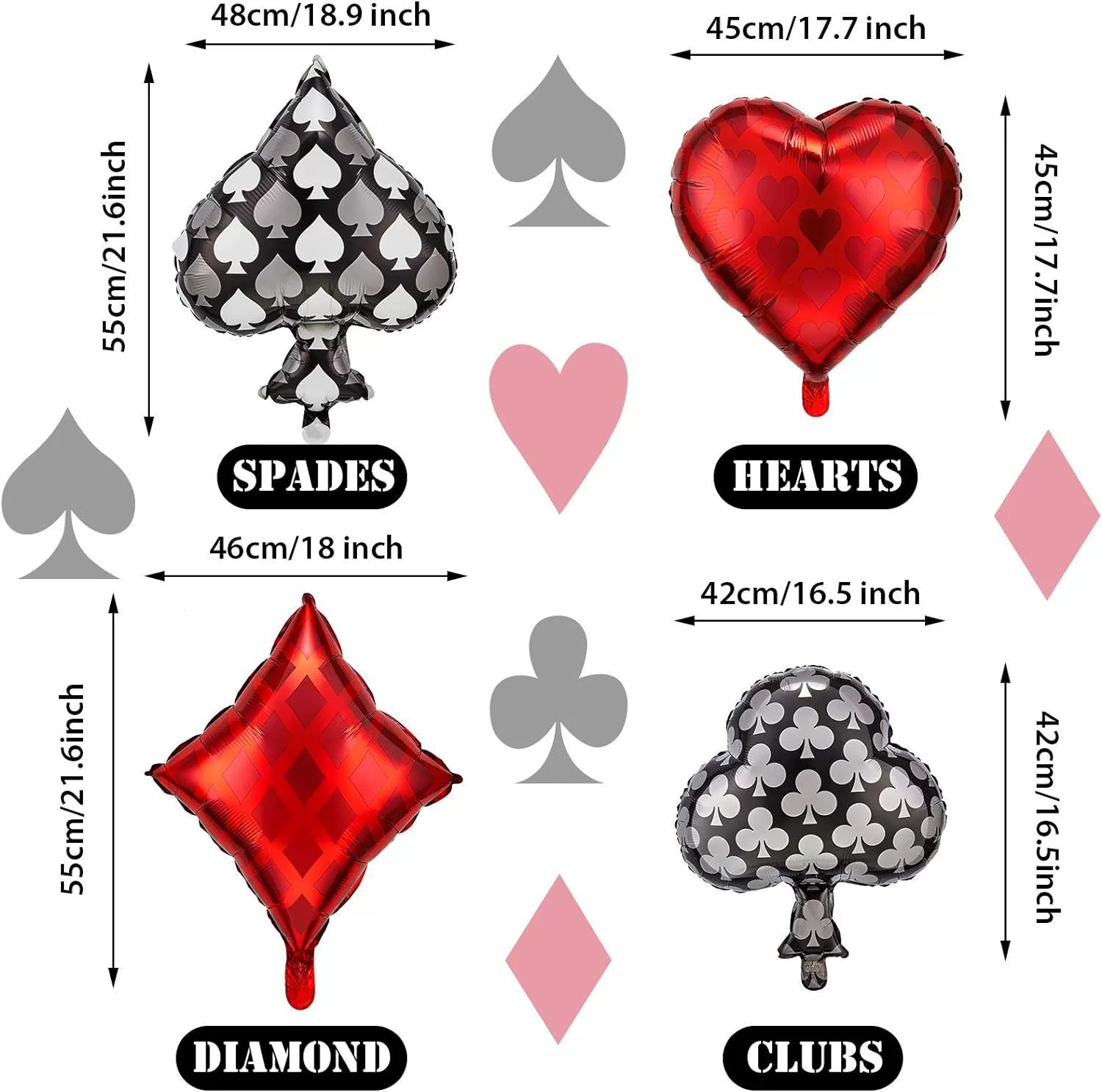 Dice, balloon, playing cards, 22inch