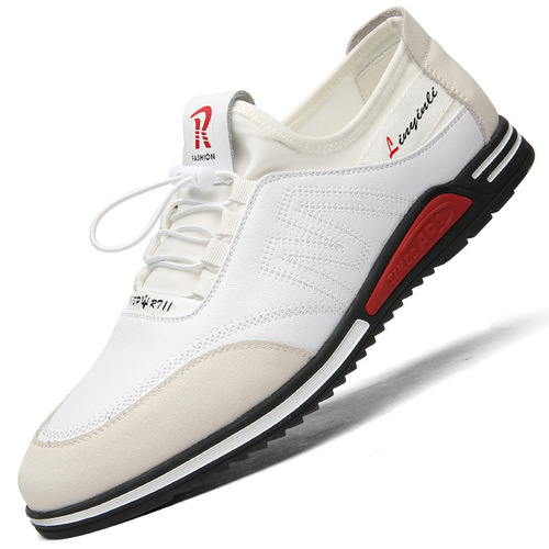 Men's sports and casual leather shoes Korean style youth trendy shoes soft sole increased cowhide men's shoes four seasons leather shoes drop shipping