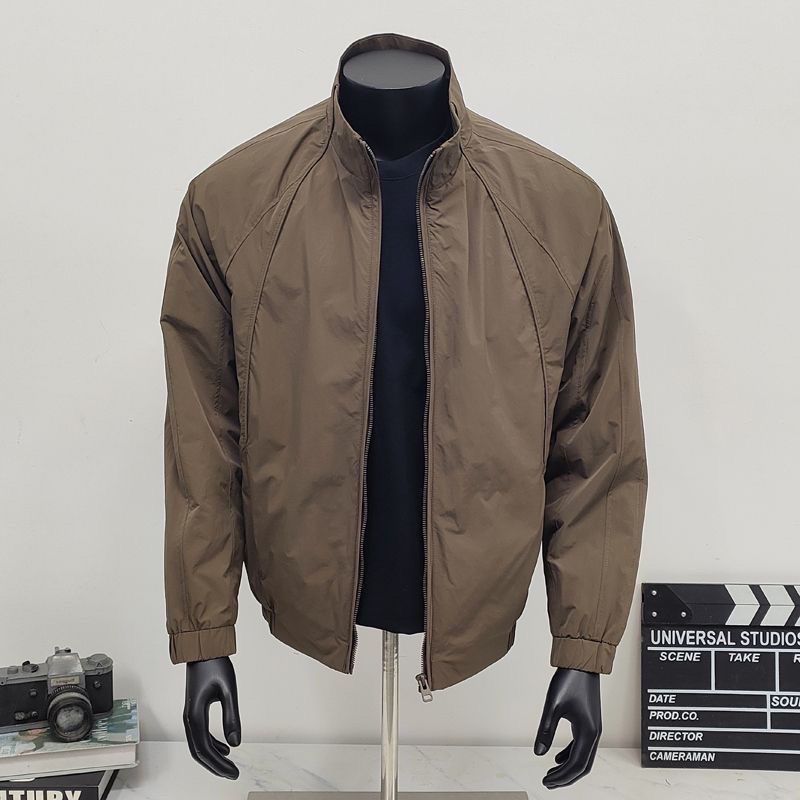 1 Stand Collar Jacket Workwear Men 2025 Spring Autumn American Style Thin Trendy Brand Simple Short Casual New Coat_voghion.com