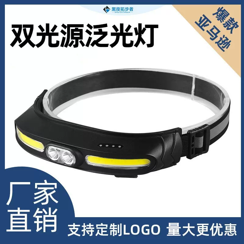 跨境新款多功能COB泛光灯led头灯户外远射USB充电便携式强光头灯