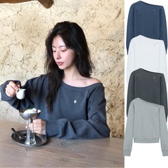 现货韩国25秋季露思同款复古美式不对称斜肩露肩卫衣女