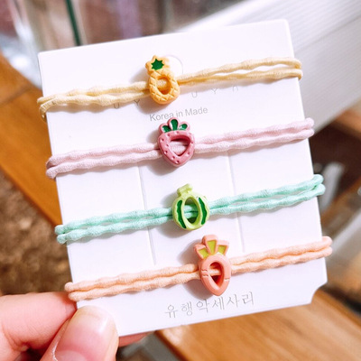 Korean Edition A summer fresh Hair rope fruit Hairpin Simplicity High elasticity Hearts strawberry rubber string 2 yuan shop Wholesale