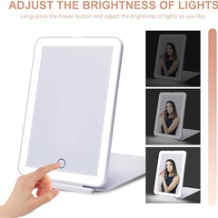 LED化粧鏡三色ライト付き化粧鏡無極調光タッチ鏡カバー化粧鏡携帯化粧鏡