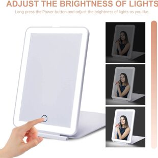 LED make-up mirror three-color light with light make-up mirror infinitely dimmable touch mirror flip-up beauty mirror vanity mirror