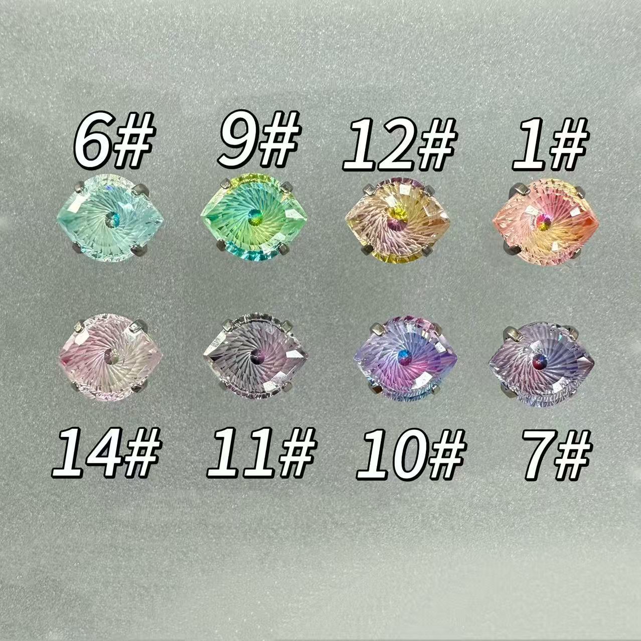 广格F136 Titanium Alloy 碗托恶魔之眼5A级 Cubic Zirconia Ear Stud Two Tone 渐变6*7.5眼睛 Ear Stud