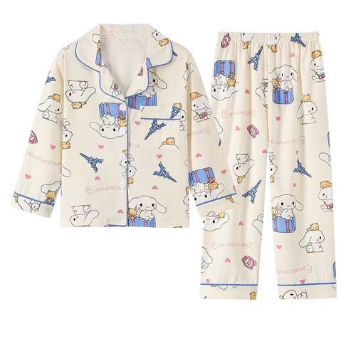 Sleepwear set for Southeast Asian girls, long-sleeved Korean style, suitable for spring and autumn, children's princess, open top, home wear, wholesale