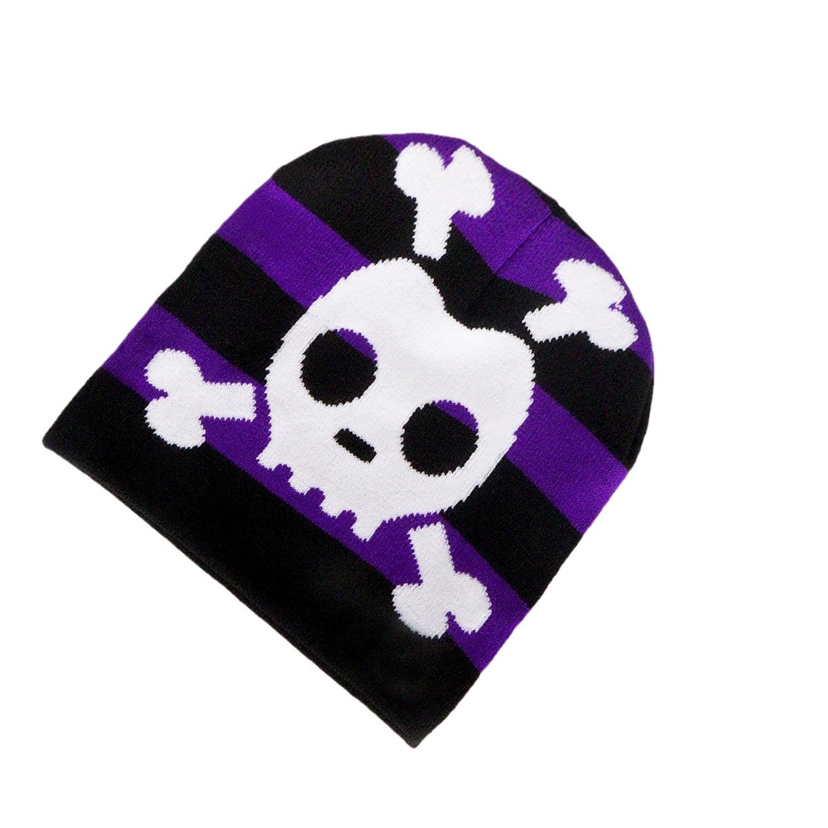 Unisex stickad mössa Randig dödskalle Stickad mössa modetrend varje vardagsmössa_voghion.com