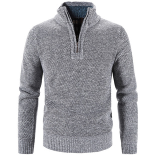 Cross-Border Autumn and Winter New Knitted Knitwear Men's Stand-Up Collar Knitwear Half-Zip Pullover Thickened Autumn and Winter Casual Knitwear