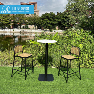 Outdoor Furniture Courtyard Balcony Sea View Room Bar Chairs Cafe Milk Tea Shop Outdoor Bar Dining Bar High Table and Chairs
