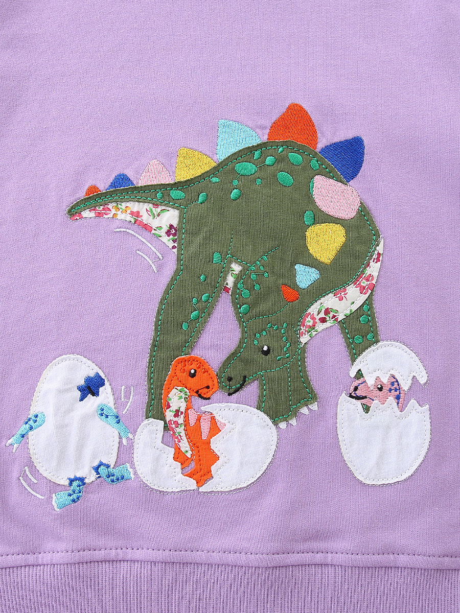 26 nuevos modelos de sudaderas para niñas con parches de dinosaurios, sudaderas infantiles de manga larga, camisetas deportivas infantiles de algodón tejido con cuello redondo, lote mixto. image 6