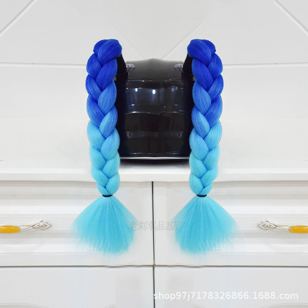 Full Helmet Takeaway: Motuoche Auto Parts and Accessories - dark-blue-and-light-blue-short-braids-pair