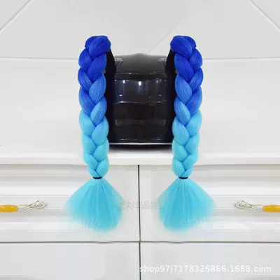 Helmet with Dreadlocks, Motosiklet dəbilqələri - a-pair-of-dark-blue-light-blue-short-braids