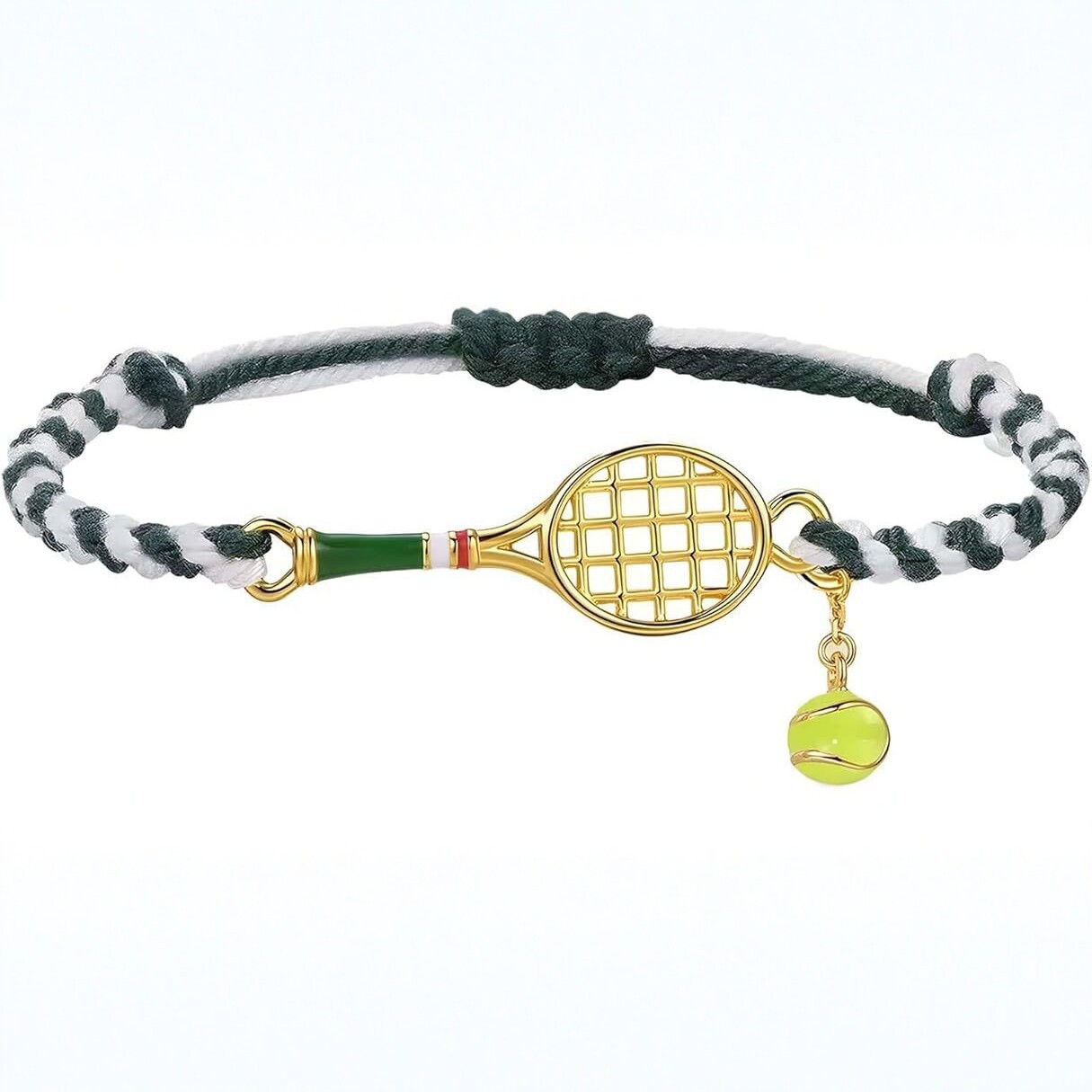 Cross-Border European and American Style Copper-Plated 14K Gold Tennis Racket Woven Bracelet, Sporty Couple Style, Light Luxury Design Jewelry